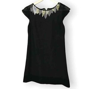 AIDAN Aidan Mattox Black Beaded Collar Dress 2